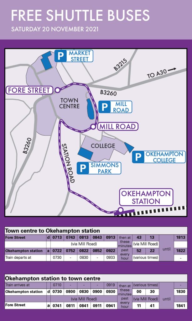 Shuttle bus timetable